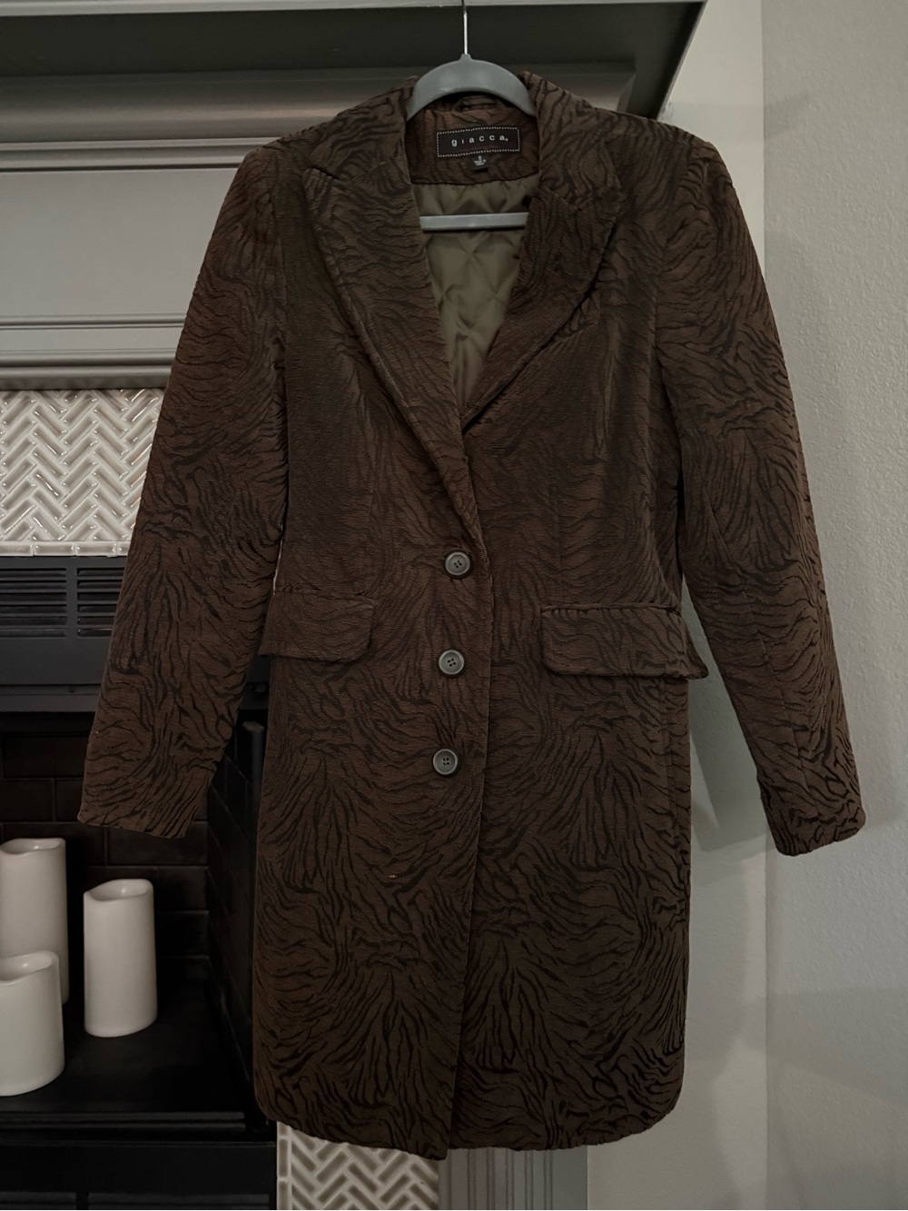giacca Women's Dark Brown Textured Single-Breasted Trench Coat